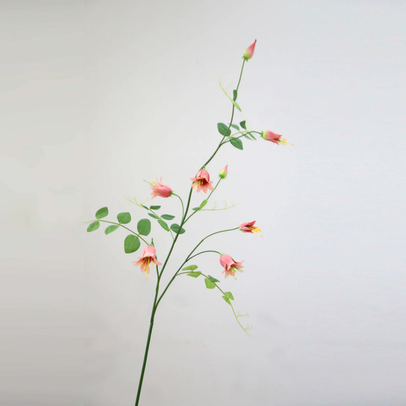 Artificial Clematis Bellflower Silk Stem, 41" Single Stem with 8 Blooms, Light Luxury Style, for Home Decor, Weddings & Events, Bulk Wholesale Option