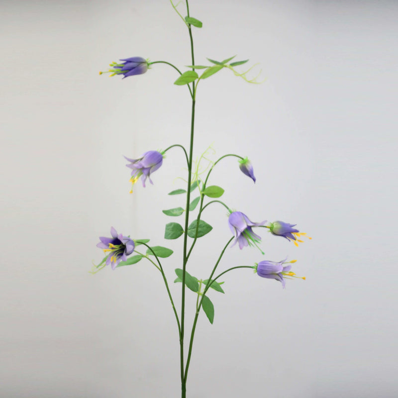 Artificial Clematis Bellflower Silk Stem, 41" Single Stem with 8 Blooms, Light Luxury Style, for Home Decor, Weddings & Events, Bulk Wholesale Option