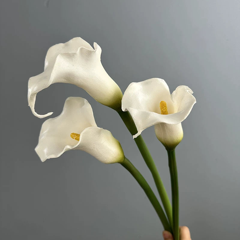 Single Stem Calla Lily Artificial Flower, PU Material, 27" Tall, Elegant Design for Weddings, Events, Home Decor, White, Black, Light Green, Orange