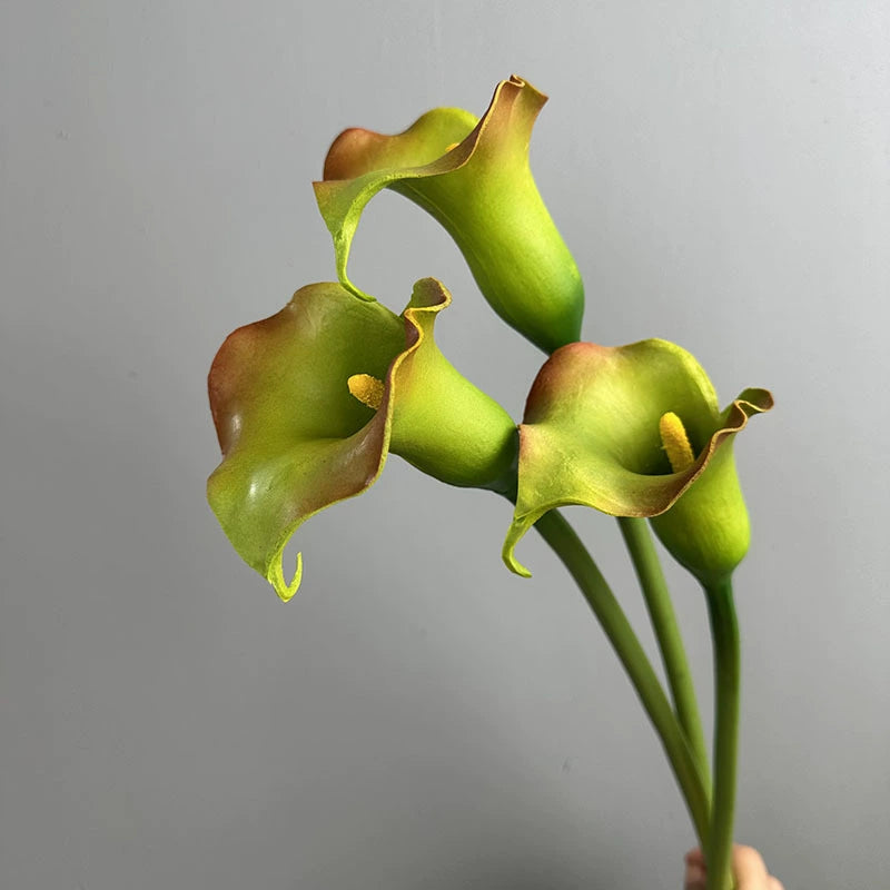 Single Stem Calla Lily Artificial Flower, PU Material, 27" Tall, Elegant Design for Weddings, Events, Home Decor, White, Black, Light Green, Orange