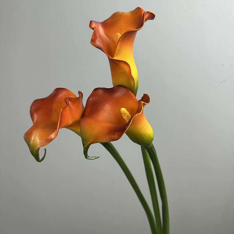 Single Stem Calla Lily Artificial Flower, PU Material, 27" Tall, Elegant Design for Weddings, Events, Home Decor, White, Black, Light Green, Orange