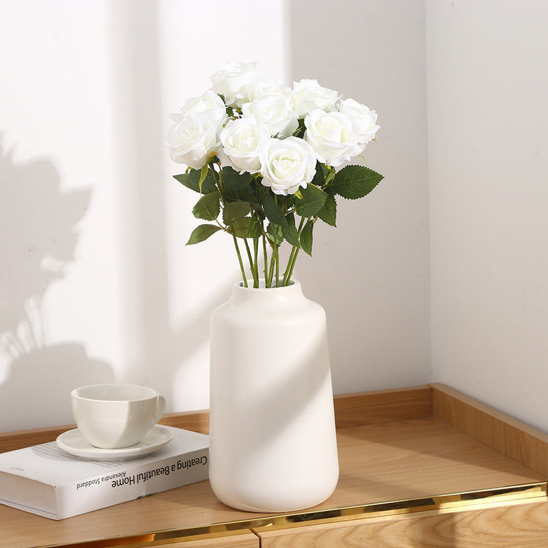 Artificial Silk Rose Stems, Single Stem with One Bloom, 20" Tall, Pack of 10, Perfect for Weddings, Home Decor, and Events