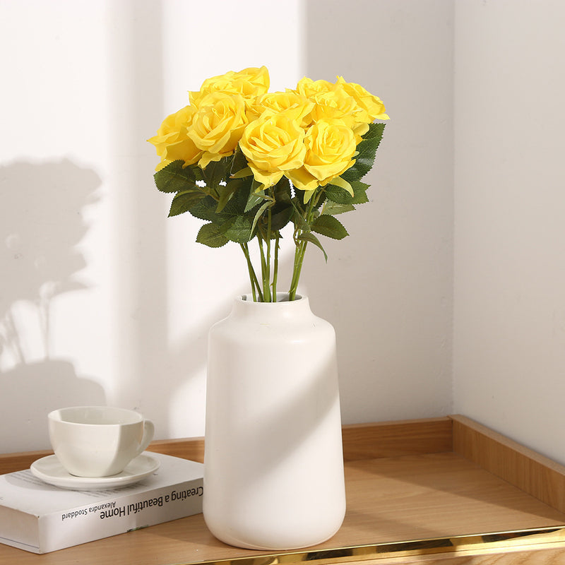 Artificial Silk Rose Stems, Single Stem with One Bloom, 20" Tall, Pack of 10, Perfect for Weddings, Home Decor, and Events