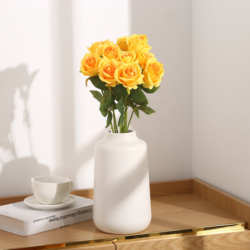 Artificial Silk Rose Stems, Single Stem with One Bloom, 20" Tall, Pack of 10, Perfect for Weddings, Home Decor, and Events