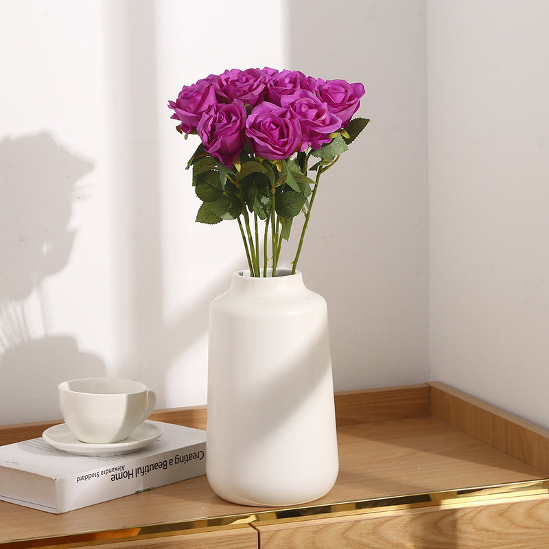 Artificial Silk Rose Stems, Single Stem with One Bloom, 20" Tall, Pack of 10, Perfect for Weddings, Home Decor, and Events