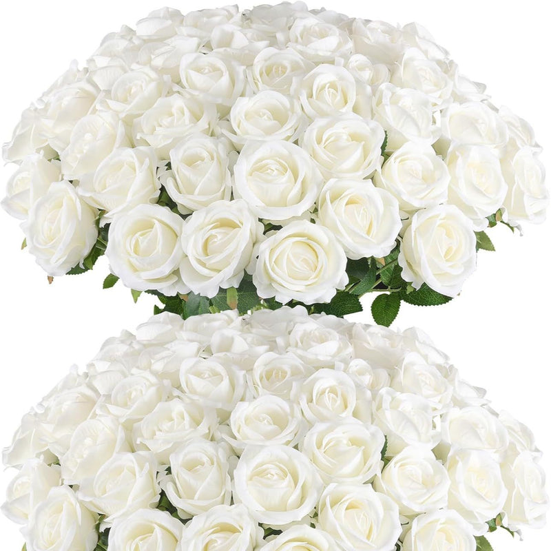 Artificial Silk Rose Stems, Single Stem with One Bloom, 20" Tall, Pack of 10, Perfect for Weddings, Home Decor, and Events