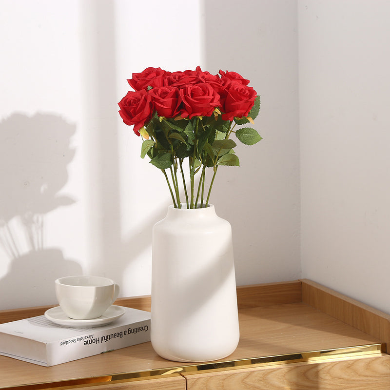 Artificial Silk Rose Stems, Single Stem with One Bloom, 20" Tall, Pack of 10, Perfect for Weddings, Home Decor, and Events