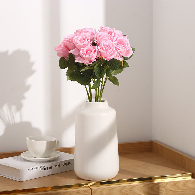 Artificial Silk Rose Stems, Single Stem with One Bloom, 20" Tall, Pack of 10, Perfect for Weddings, Home Decor, and Events