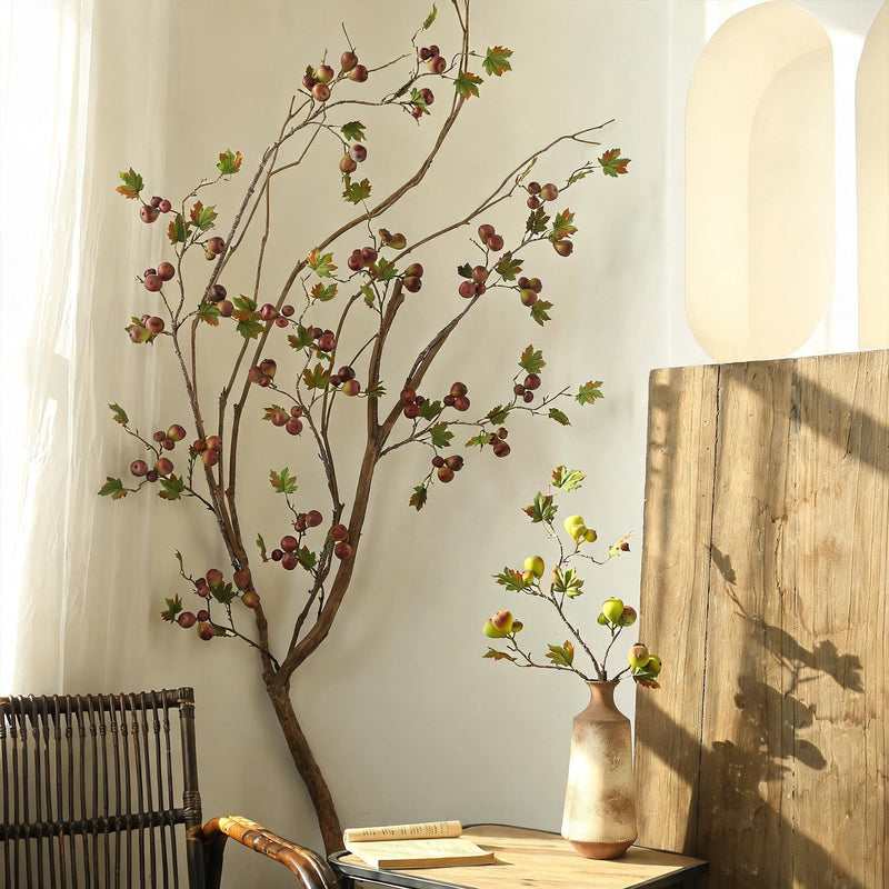Artificial Fiddle Leaf Fig Branch, 40" Tall Realistic Indoor Faux Plant, Modern Home Decor for Living Room, Wedding & Event Styling, 9 or 15 Faux Figs per Stem