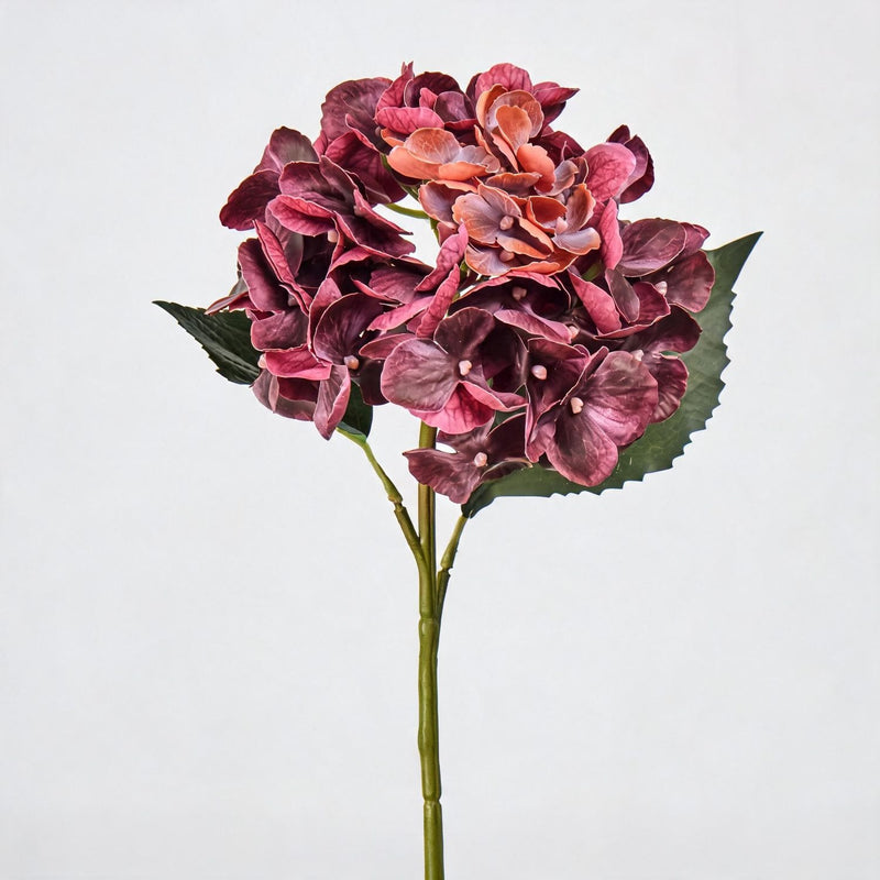 Artificial Hydrangea Stem, Single Stem 16" Tall with 6" Bloom, Realistic Faux Flower for Wedding Decor, Home & Event Arrangements