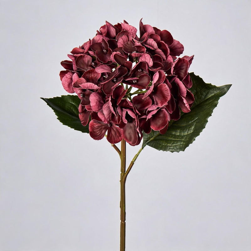 Artificial Hydrangea Stem, Single Stem 16" Tall with 6" Bloom, Realistic Faux Flower for Wedding Decor, Home & Event Arrangements