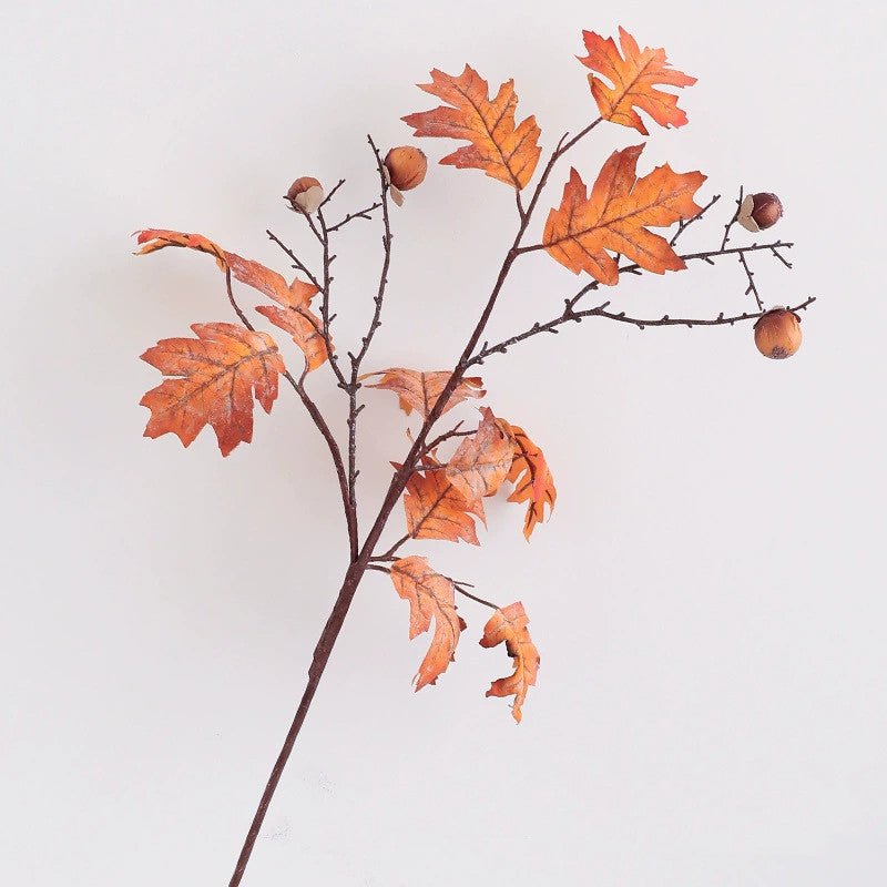 Artificial Maple Branch with Berries, 34" Long Silk Stem, Elegant Home Decor, Wedding & Event Styling, Indoor Arrangement