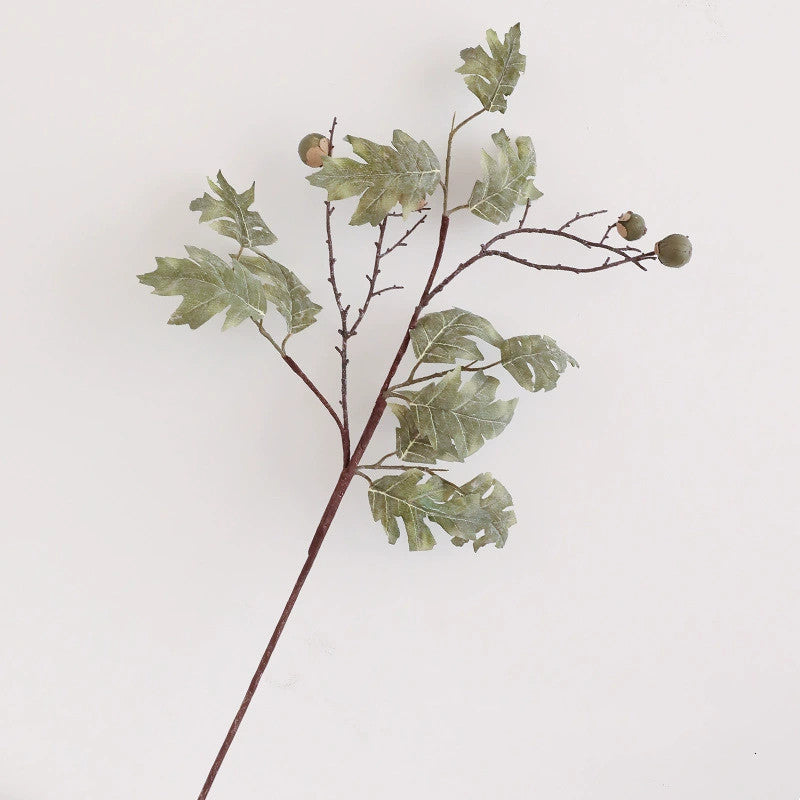 Artificial Maple Branch with Berries, 34" Long Silk Stem, Elegant Home Decor, Wedding & Event Styling, Indoor Arrangement