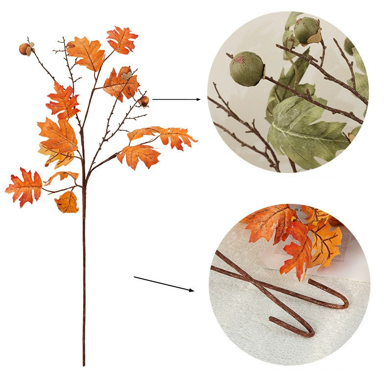 Artificial Maple Branch with Berries, 34" Long Silk Stem, Elegant Home Decor, Wedding & Event Styling, Indoor Arrangement