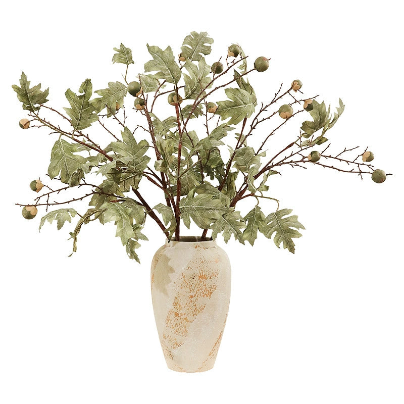 Artificial Maple Branch with Berries, 34" Long Silk Stem, Elegant Home Decor, Wedding & Event Styling, Indoor Arrangement