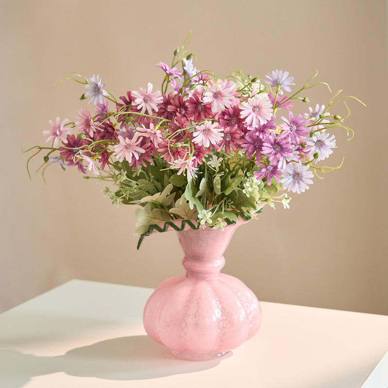 Artificial Chrysanthemum Bush, 15" Tall, Realistic Faux Flowers for Home Decor, Wedding Arrangements, and Events