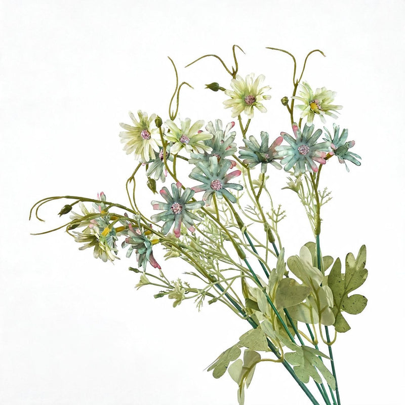 Artificial Chrysanthemum Bush, 15" Tall, Realistic Faux Flowers for Home Decor, Wedding Arrangements, and Events