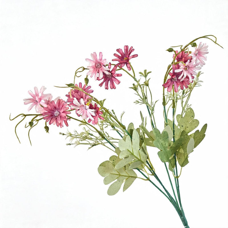 Artificial Chrysanthemum Bush, 15" Tall, Realistic Faux Flowers for Home Decor, Wedding Arrangements, and Events