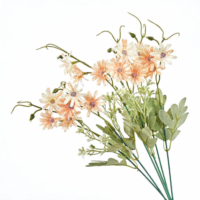 Artificial Chrysanthemum Bush, 15" Tall, Realistic Faux Flowers for Home Decor, Wedding Arrangements, and Events