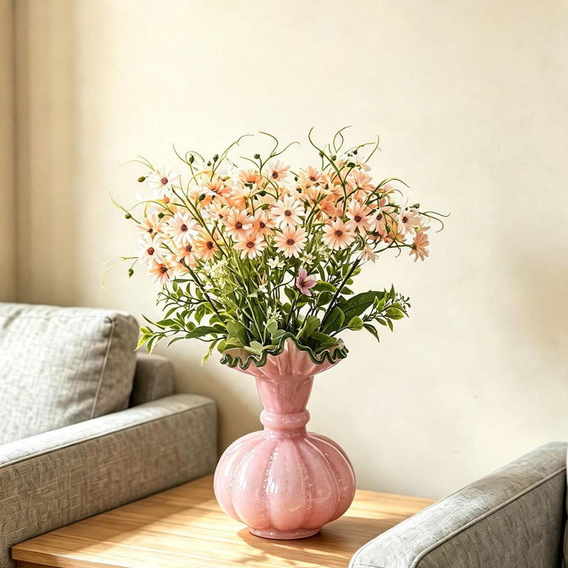 Artificial Chrysanthemum Bush, 15" Tall, Realistic Faux Flowers for Home Decor, Wedding Arrangements, and Events