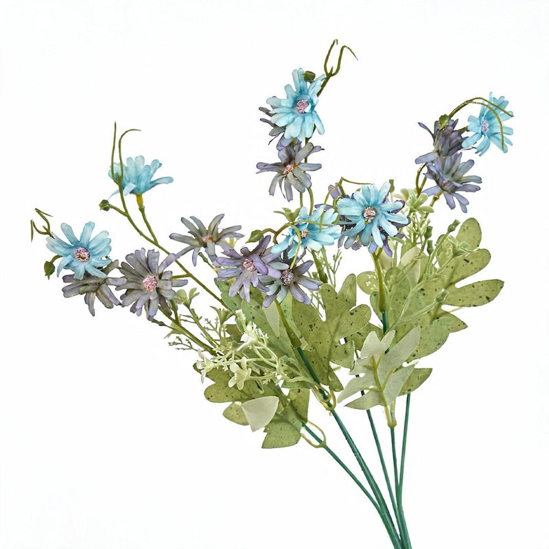 Artificial Chrysanthemum Bush, 15" Tall, Realistic Faux Flowers for Home Decor, Wedding Arrangements, and Events