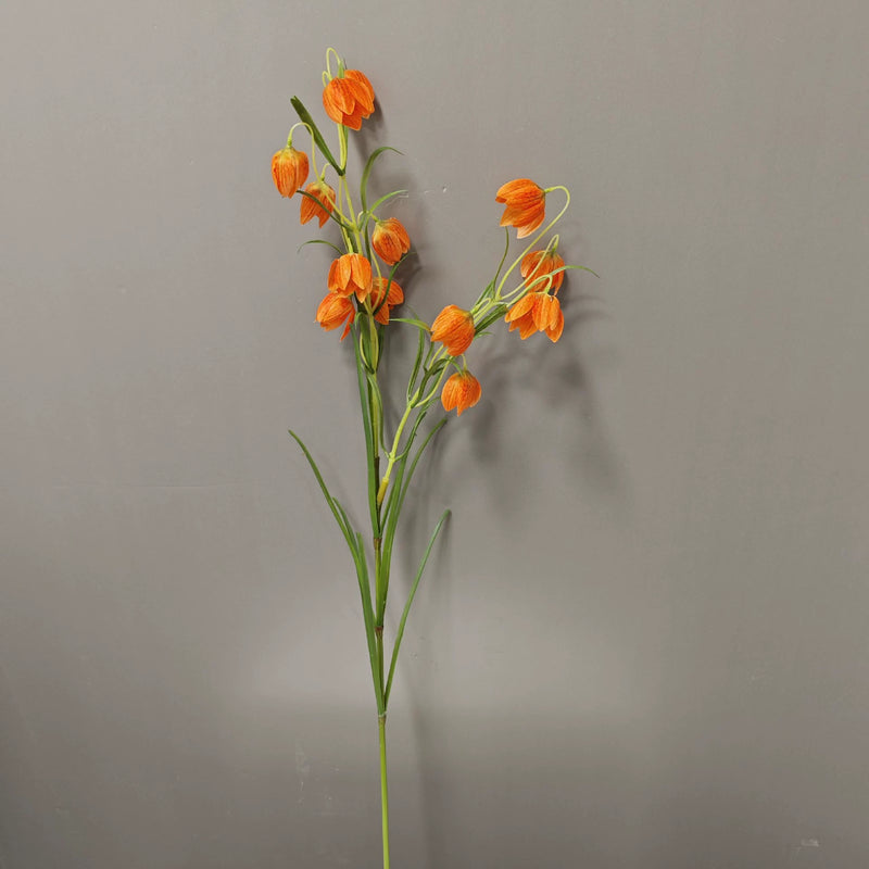 Artificial Fritillary Flower Stem, 35" Silk Faux Flower for Home Decor, Weddings, Events, White & Green