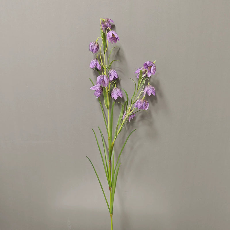Artificial Fritillary Flower Stem, 35" Silk Faux Flower for Home Decor, Weddings, Events, White & Green