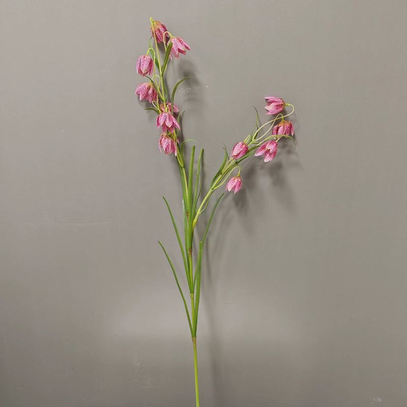 Artificial Fritillary Flower Stem, 35" Silk Faux Flower for Home Decor, Weddings, Events, White & Green