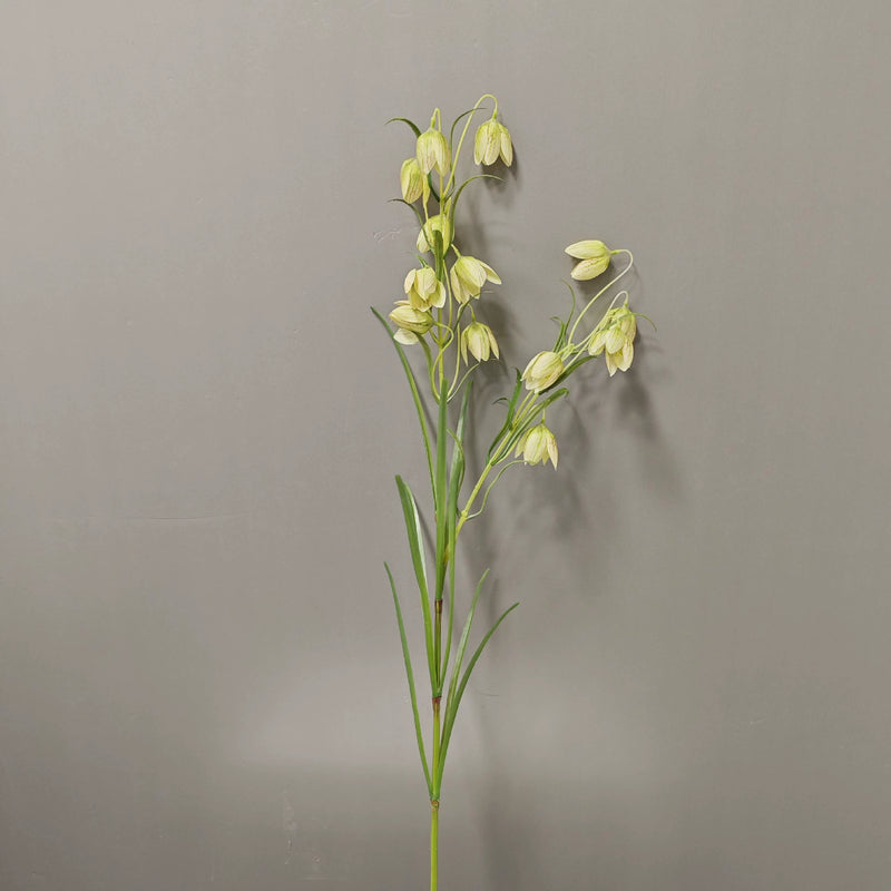 Artificial Fritillary Flower Stem, 35" Silk Faux Flower for Home Decor, Weddings, Events, White & Green