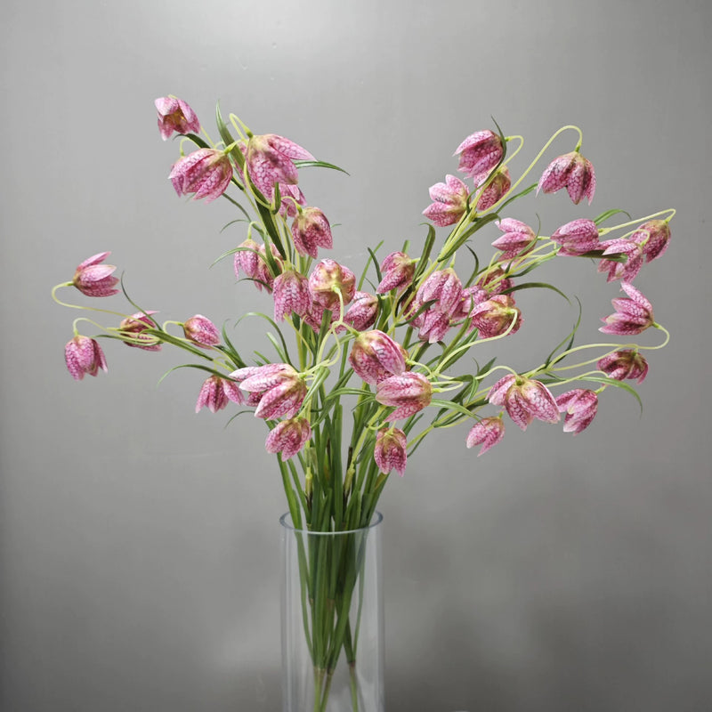 Artificial Fritillary Flower Stem, 35" Silk Faux Flower for Home Decor, Weddings, Events, White & Green