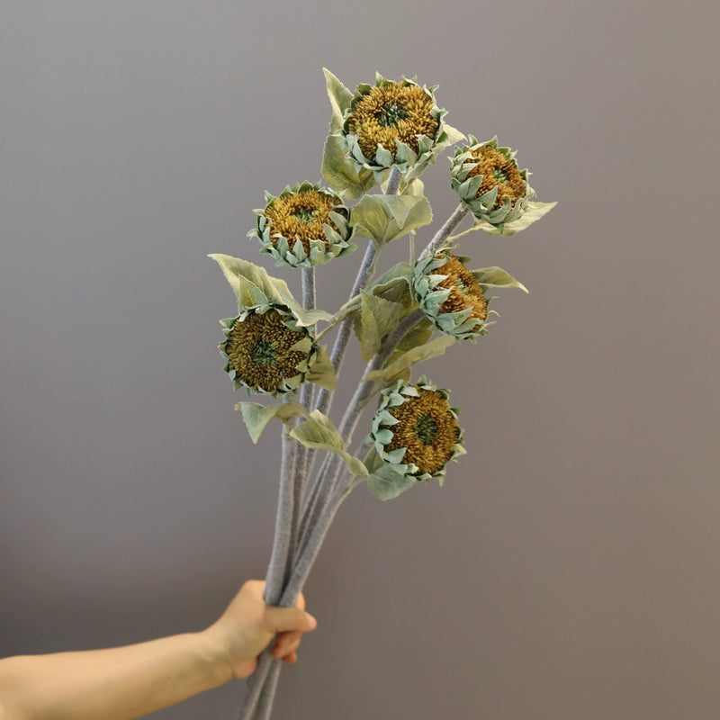 Premium Artificial Sunflower Stem, Single Bloom, 24" Tall, Realistic Silk Flower for Home Décor, Weddings, and Commercial Spaces