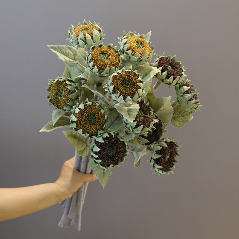 Premium Artificial Sunflower Stem, Single Bloom, 24" Tall, Realistic Silk Flower for Home Décor, Weddings, and Commercial Spaces