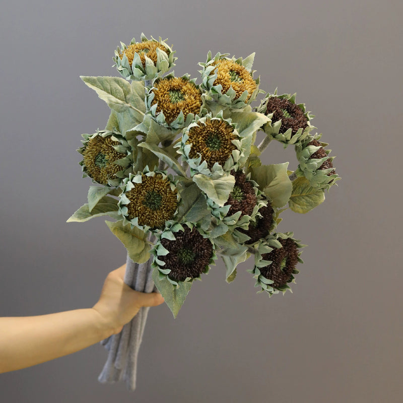 Premium Artificial Sunflower Stem, Single Bloom, 24" Tall, Realistic Silk Flower for Home Décor, Weddings, and Commercial Spaces
