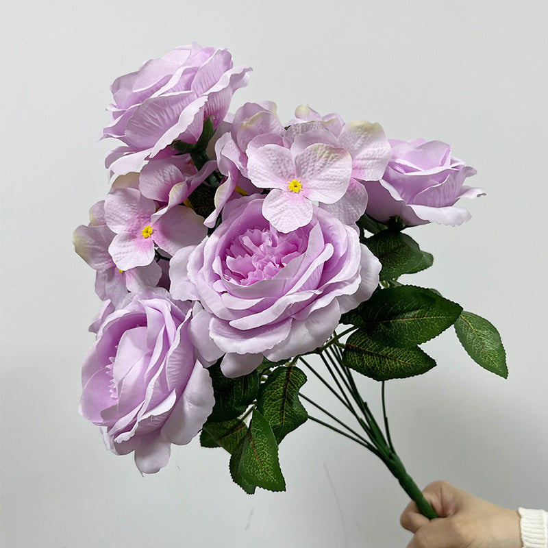 Artificial Hydrangea Bush, 9 Blooms Silk Flower Stems 18" Tall, Wedding Decor & Home Floral Arrangements, Bulk Wholesale Available