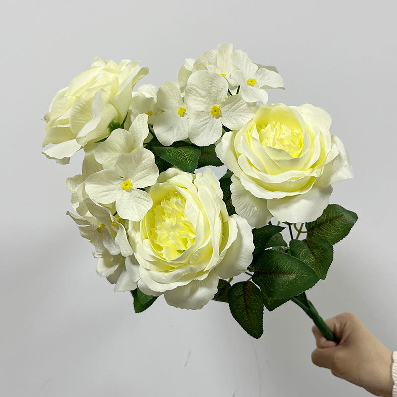 Artificial Hydrangea Bush, 9 Blooms Silk Flower Stems 18" Tall, Wedding Decor & Home Floral Arrangements, Bulk Wholesale Available