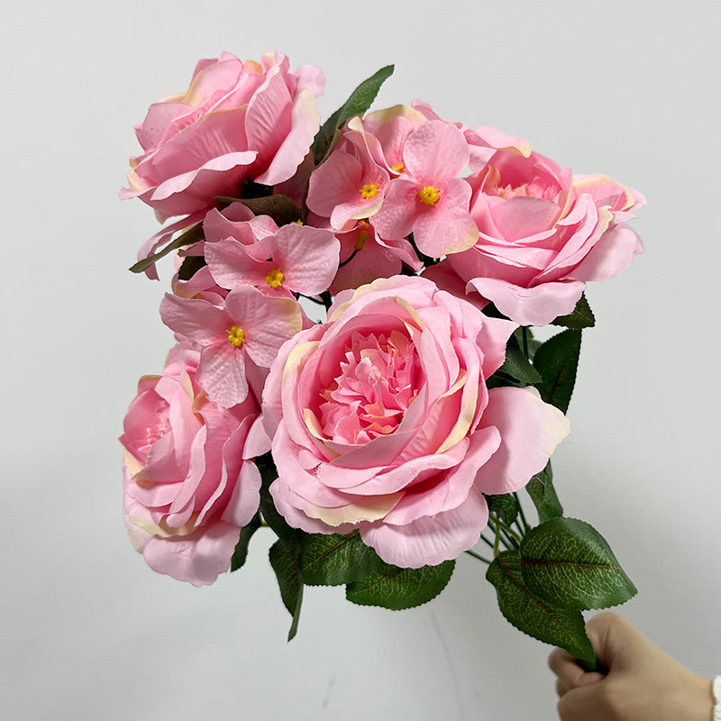 Artificial Hydrangea Bush, 9 Blooms Silk Flower Stems 18" Tall, Wedding Decor & Home Floral Arrangements, Bulk Wholesale Available