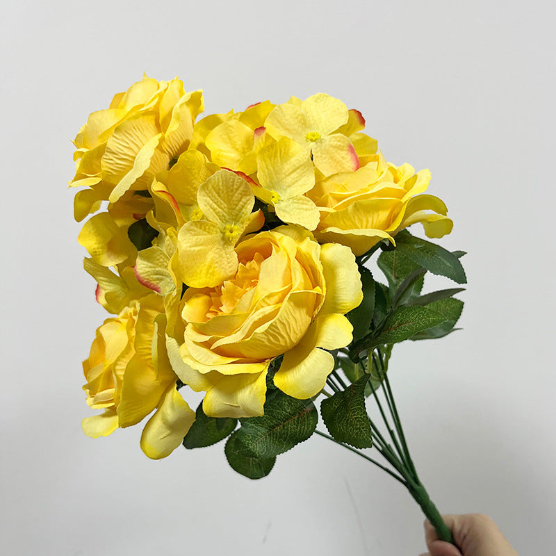 Artificial Hydrangea Bush, 9 Blooms Silk Flower Stems 18" Tall, Wedding Decor & Home Floral Arrangements, Bulk Wholesale Available