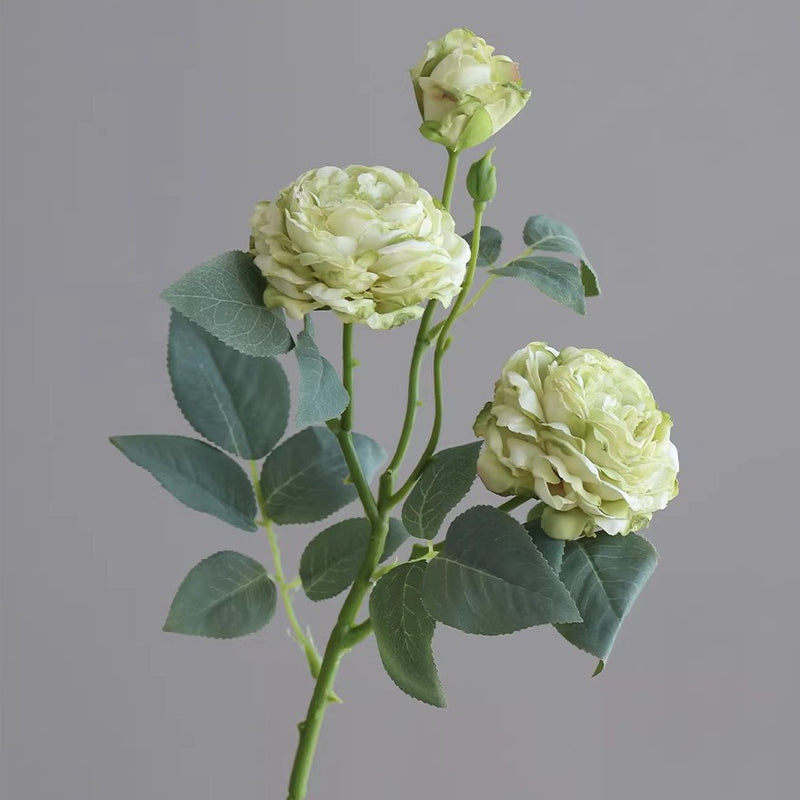 Artificial Rose Bush, 3 Blooms Realistic Silk Floral Arrangement, 21" Height for Home Decor, Wedding & Event Styling, Bulk Purchase Options