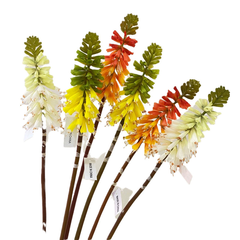Artificial Torch Lily Stem, 28" Silk Flower for Home Decor, Wedding Arrangements, Commercial Displays