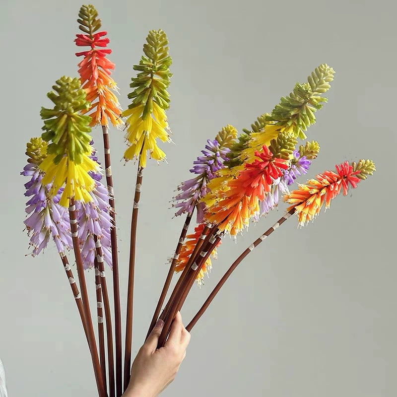 Artificial Torch Lily Stem, 28" Silk Flower for Home Decor, Wedding Arrangements, Commercial Displays