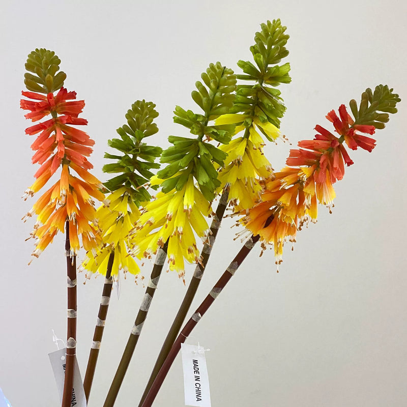 Artificial Torch Lily Stem, 28" Silk Flower for Home Decor, Wedding Arrangements, Commercial Displays