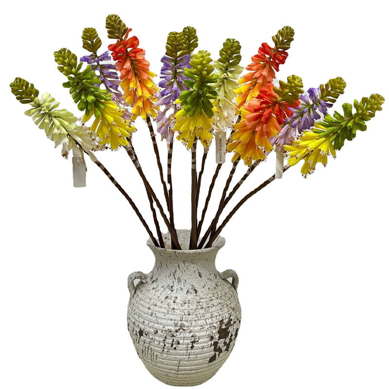 Artificial Torch Lily Stem, 28" Silk Flower for Home Decor, Wedding Arrangements, Commercial Displays