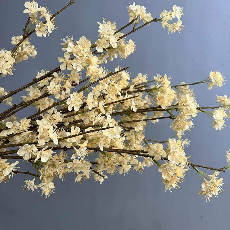 Single Stem Pear Blossom Branch, 43" Silk Artificial Flower, Realistic Home & Event Decor, Indoor Use