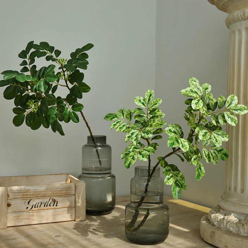 Artificial Snow Leaf Greenery Stem, 28" Long, Modern Indoor Decor for Home, Office, Wedding, and Events