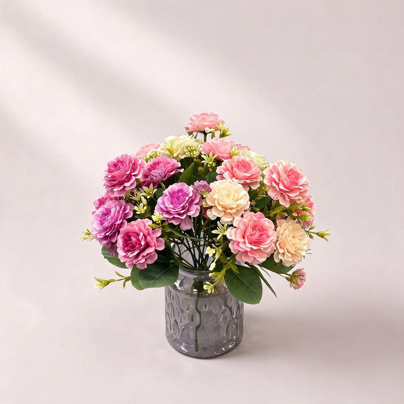 Artificial Peony Bush, 6 Blooms, 13" Tall, Perfect for Weddings, Events, and Home Decor