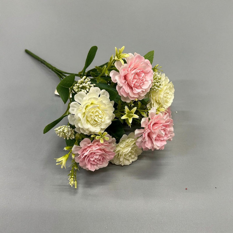 Artificial Peony Bush, 6 Blooms, 13" Tall, Perfect for Weddings, Events, and Home Decor