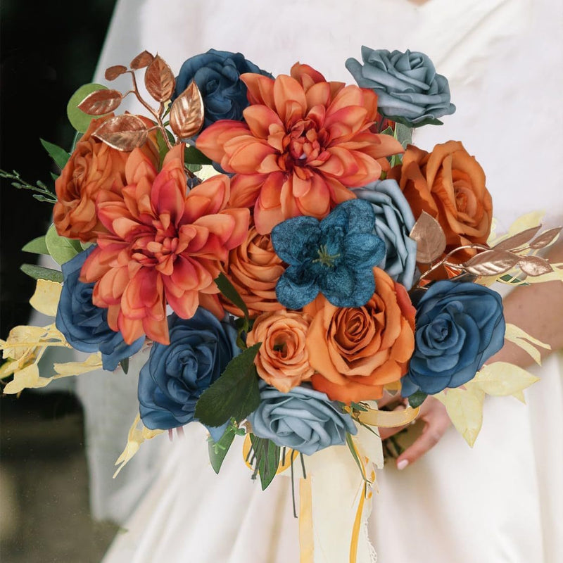 Anna Rose & Dahlia Artificial Flower Heads, Pack of 20, Realistic DIY Wedding Bouquets, Home Decor, Event Styling