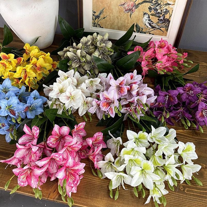 Artificial Bauhinia Bush, 20 Blooms, 19" Tall, Silk Flowers for Home Decor, Wedding Arrangements, Hotel Displays