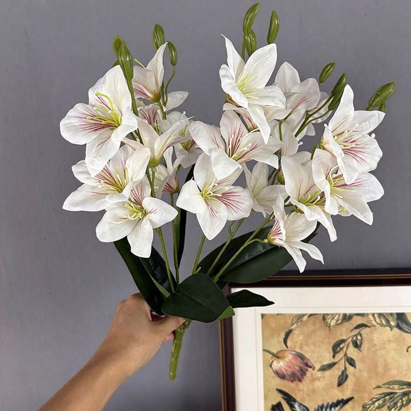 Artificial Bauhinia Bush, 20 Blooms, 19" Tall, Silk Flowers for Home Decor, Wedding Arrangements, Hotel Displays
