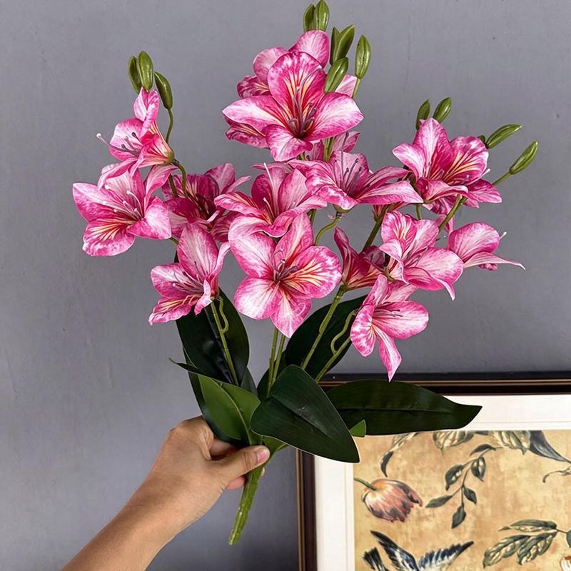 Artificial Bauhinia Bush, 20 Blooms, 19" Tall, Silk Flowers for Home Decor, Wedding Arrangements, Hotel Displays